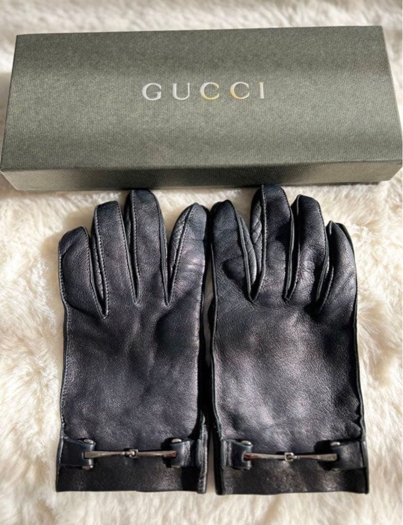 す*ん様 美品✨GUCCI レザー 手袋 グローブ レディース ブラック