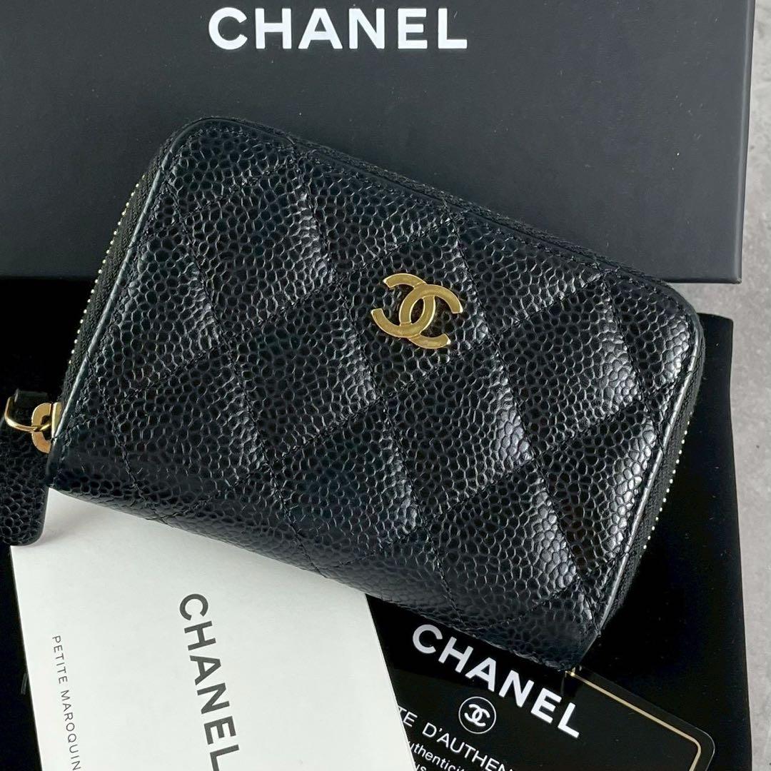 極美品 Gカード付✨CHANEL クラシック ジップパース キャビアスキン