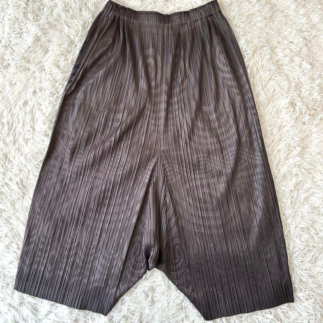 プリーツプリーズ イッセイミヤケ 変形 サルエルパンツ ポケットあり 総柄