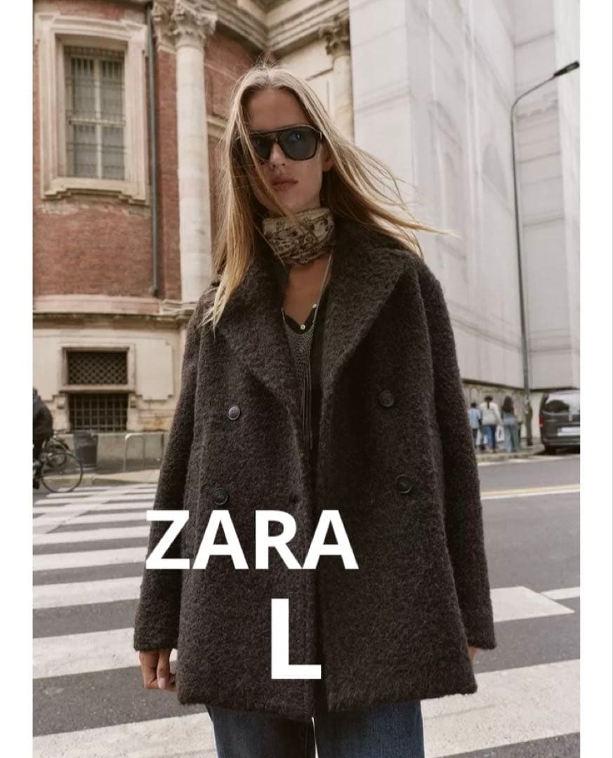 ZARA ブークレダブルブレストミディ丈コート新品未使用タグ付き