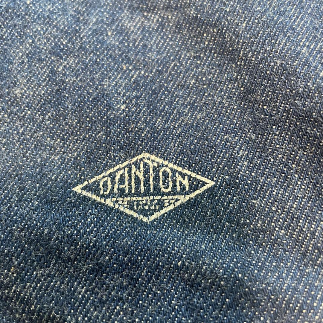 トレンド✨ダントン デニムジャケット ノーカラー インディゴ 36 M ロゴ