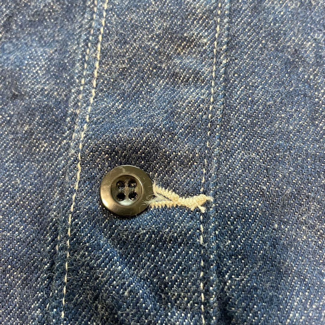 トレンド✨ダントン デニムジャケット ノーカラー インディゴ 36 M ロゴ