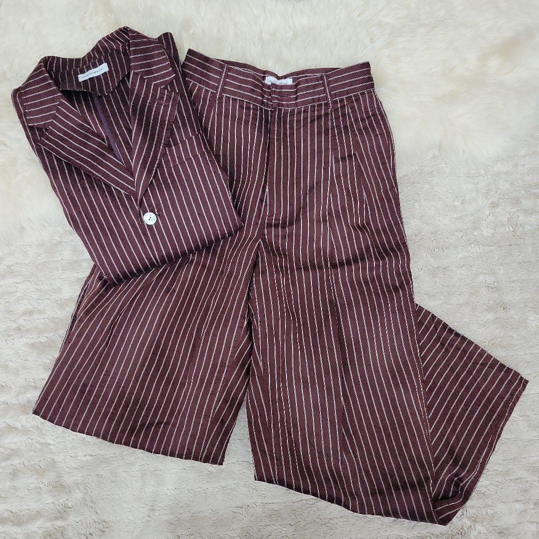 メゾンスペシャル　ストライプ ワイドパンツ