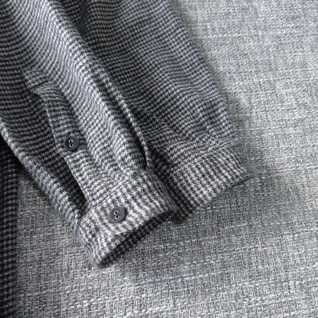 45R　フランネルシャツチュニック　フレアシルエット　千鳥格子　ゆったり　日本製