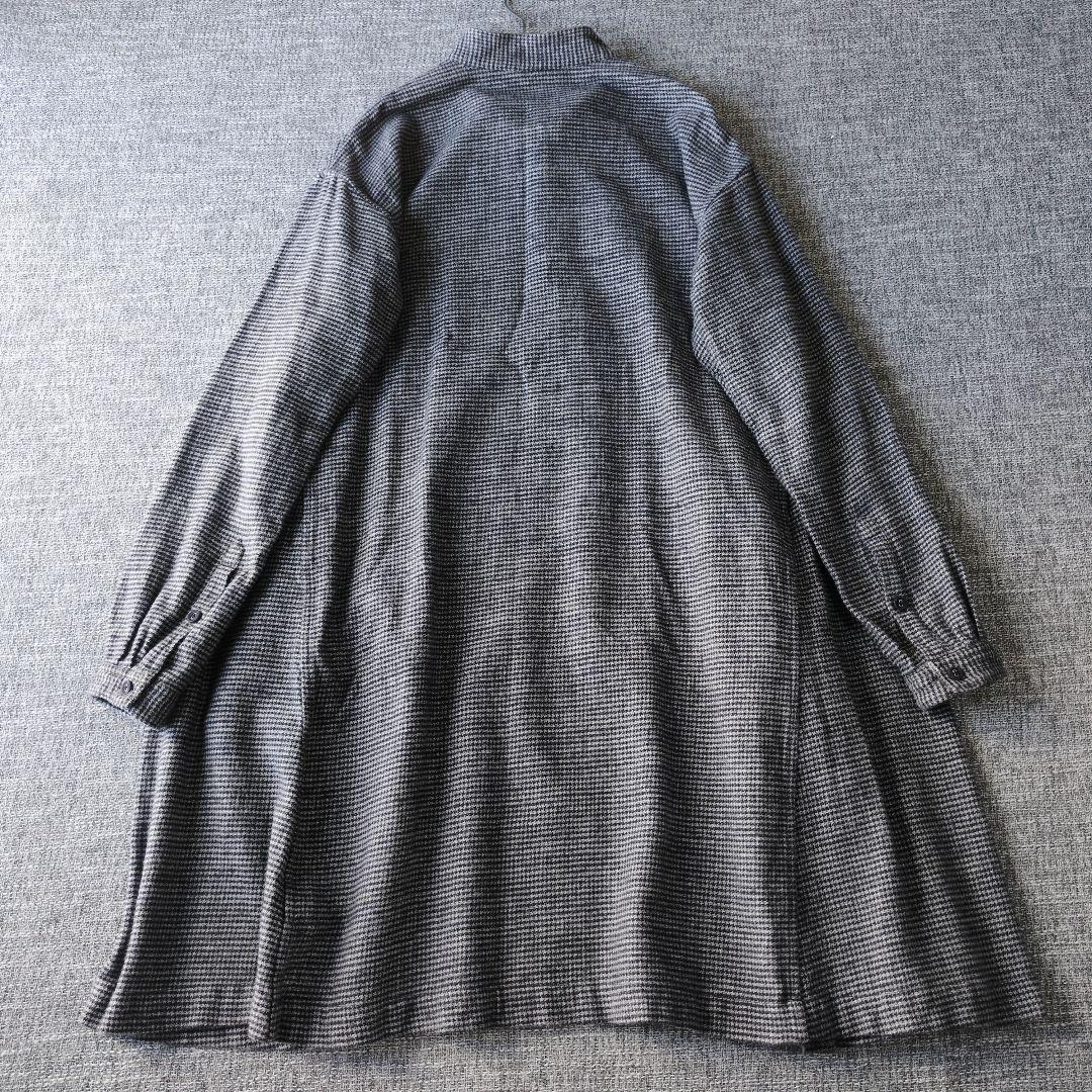 45R　フランネルシャツチュニック　フレアシルエット　千鳥格子　ゆったり　日本製
