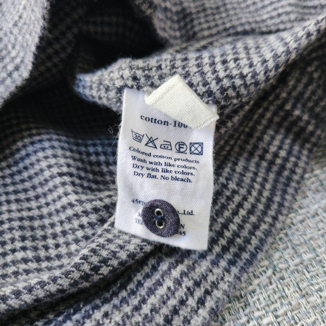 45R　フランネルシャツチュニック　フレアシルエット　千鳥格子　ゆったり　日本製