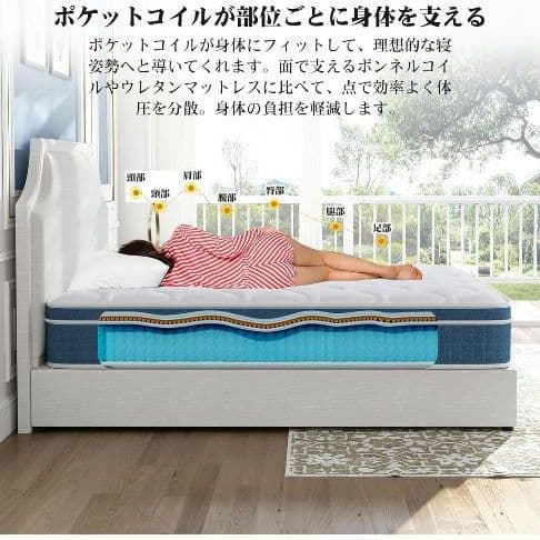 セミダブル 高反発 マットレス 厚さ20cm ポケットコイル 寝具 通気性