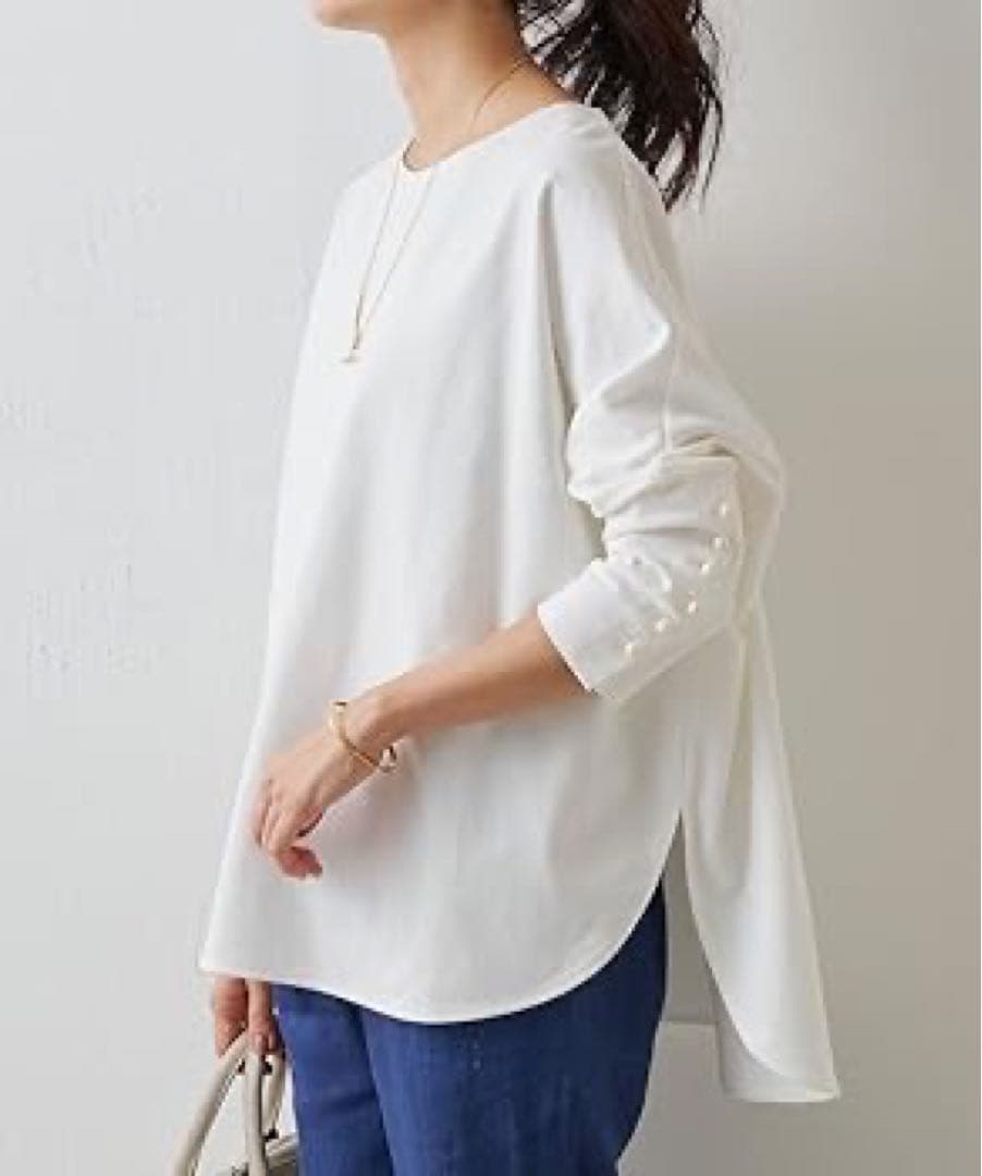 ビアズリー　パールボタンカフスプルオーバーカットソー Fサイズ