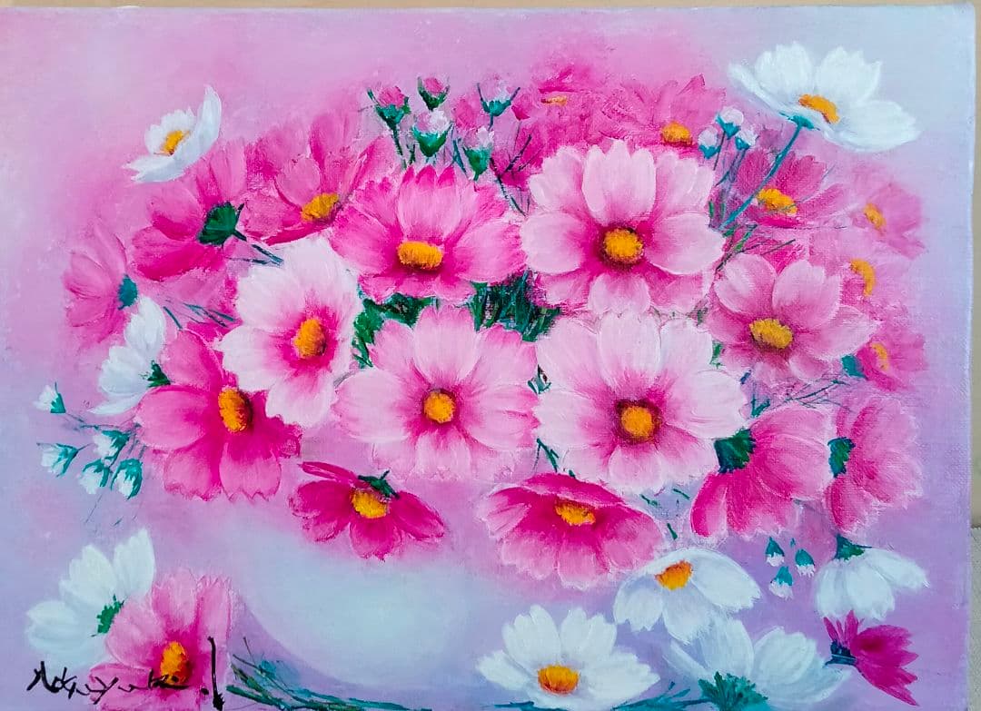 油絵　星華(cosmos)F4 洋画家 池畠史幸 新作肉筆画