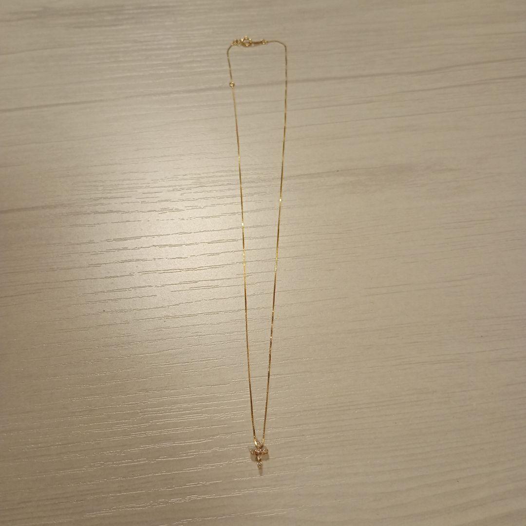 18金　18k ゴールド ダイヤモンドクロスネックレス