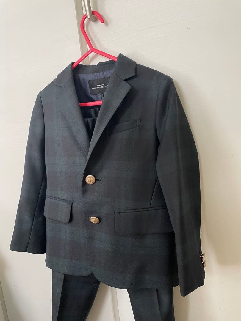 GREEN LABEL RELAXING スーツ 110 ダークグリーンチェック