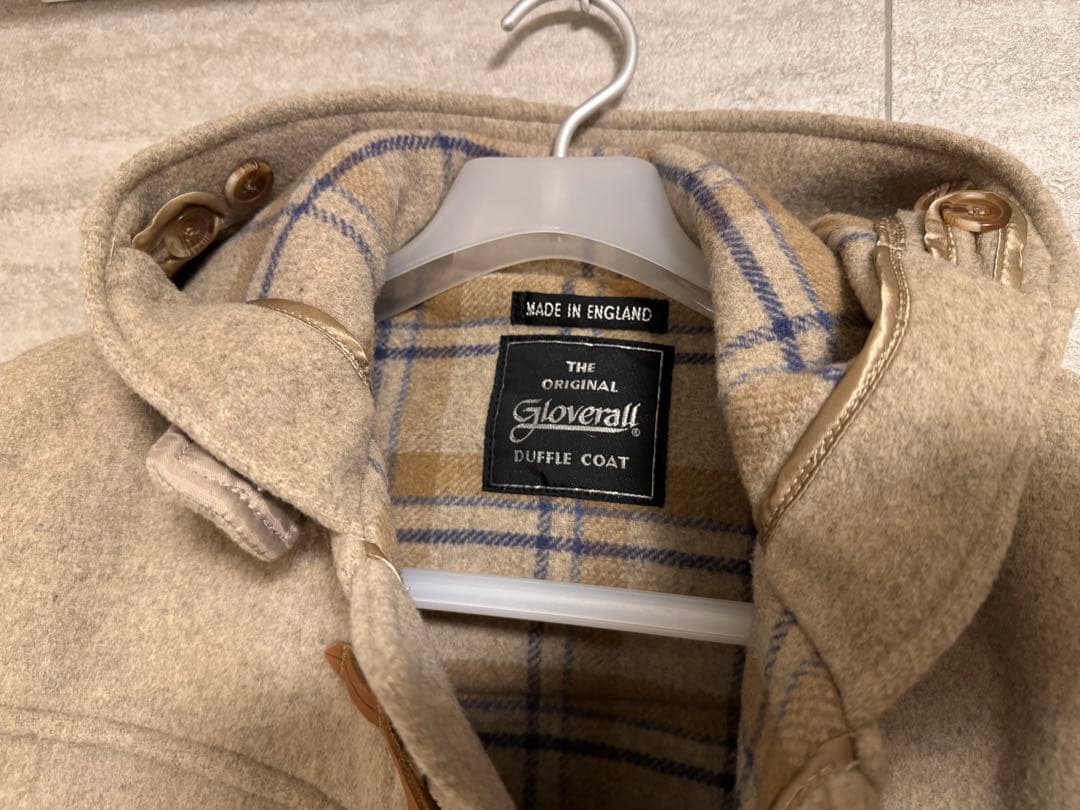 【希少なカシミア混】グローバルオール ダッフルコート 英国製 明るめのベージュ
