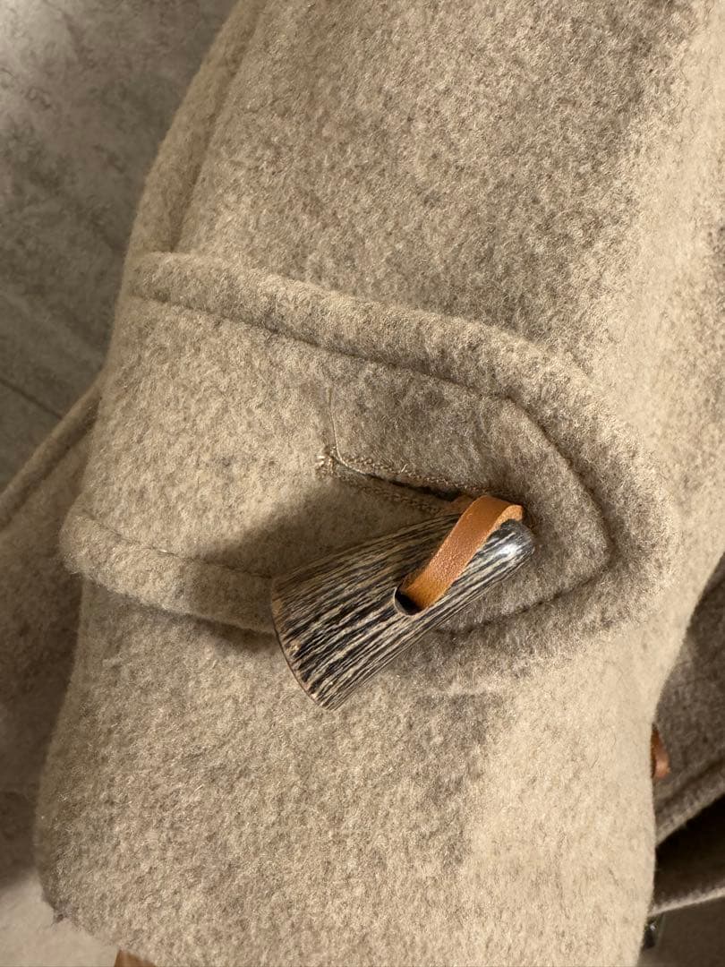 【希少なカシミア混】グローバルオール ダッフルコート 英国製 明るめのベージュ