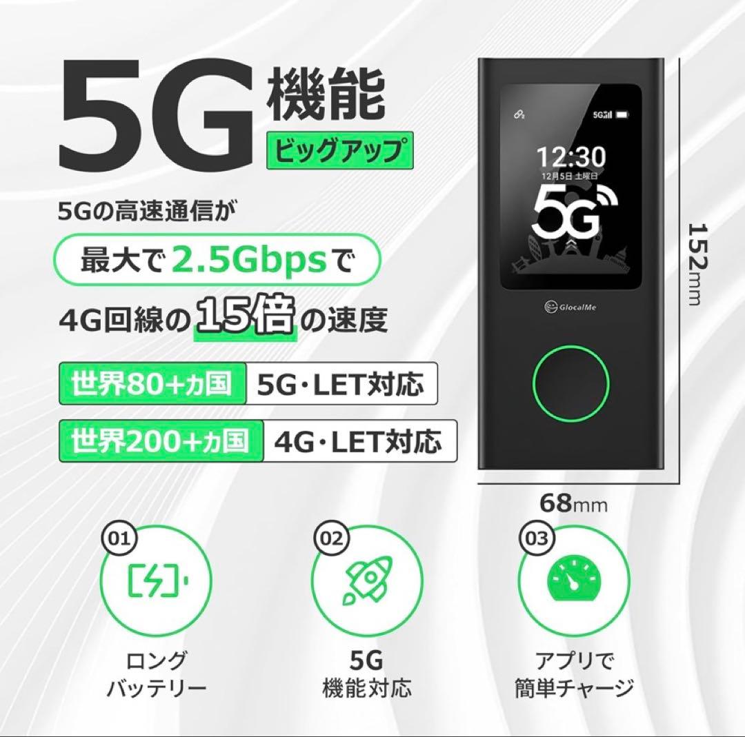 Air U50 5G対応 ポケットWiFi 世界200カ国SIM不要