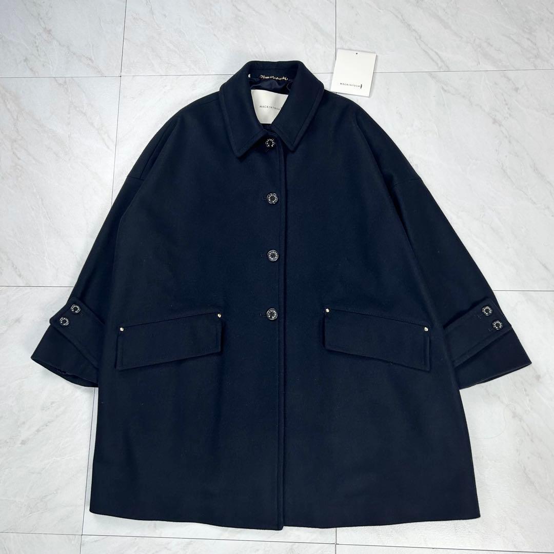 未使用に近い マッキントッシュ メルトン ウール ハンビー コート ネイビー 4