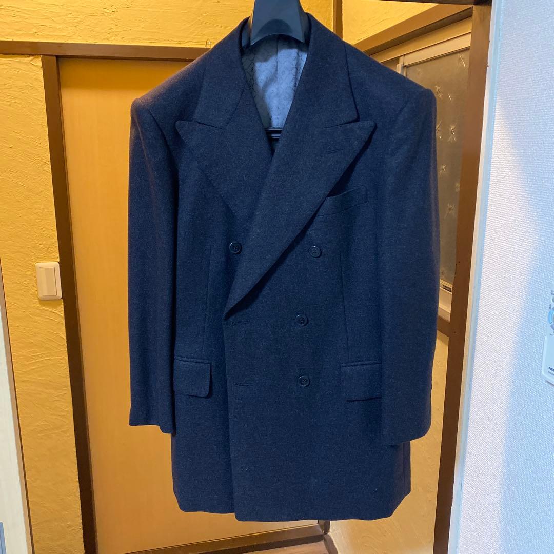 ミラショーン　超肉厚　フラノカシミヤ100% チャコールグレー　ダブルスーツ