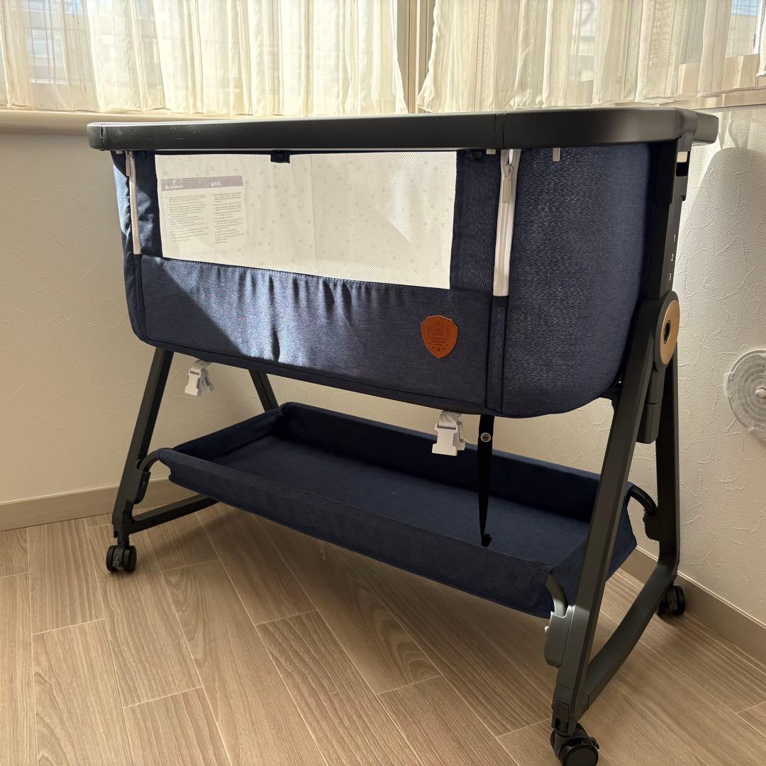 【yuka】HZDMJ折りたたみベビーベッド ネイビー