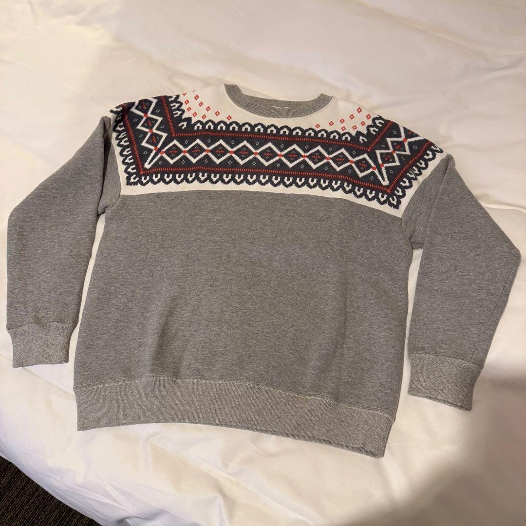 ウエアハウス 雪柄スウェット グレー サイズ38 Warehouse