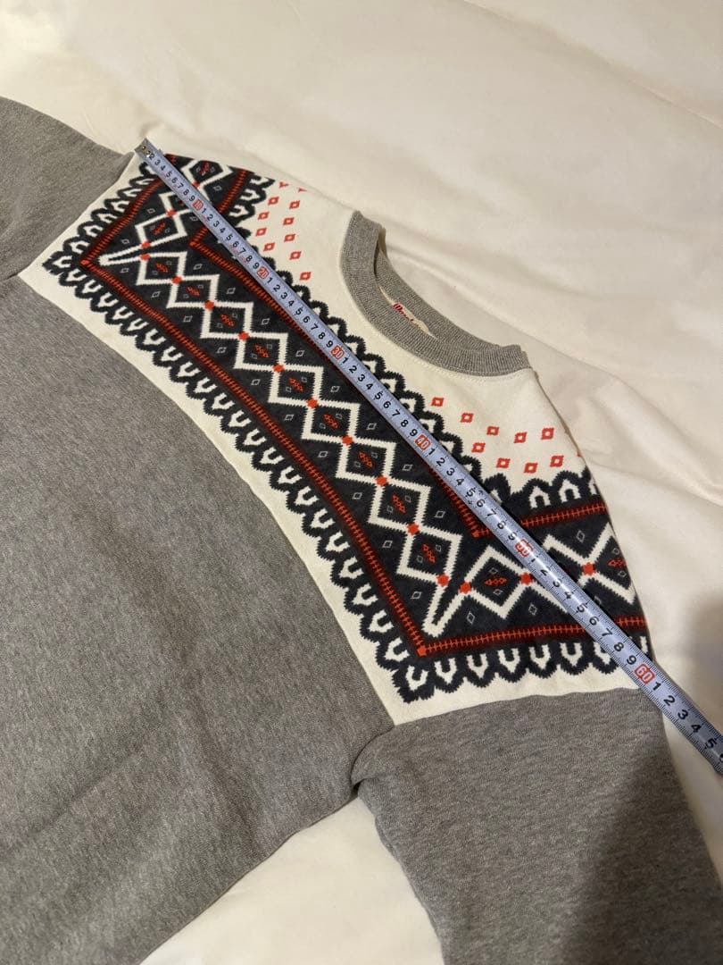 ウエアハウス 雪柄スウェット グレー サイズ38 Warehouse