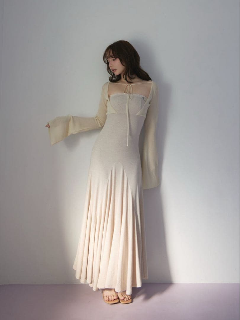 ワンピース Andmary Sara silky dress beige S