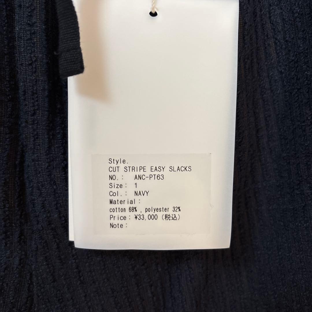パンツ ANCELLM CUT STRIPE EASY SLACKS NAVY