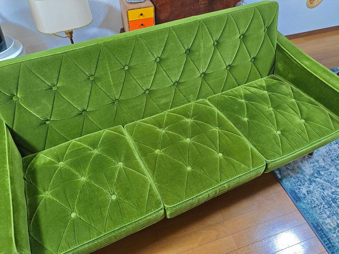 カリモク60 ロビーチェア 3シーター モケットグリーン