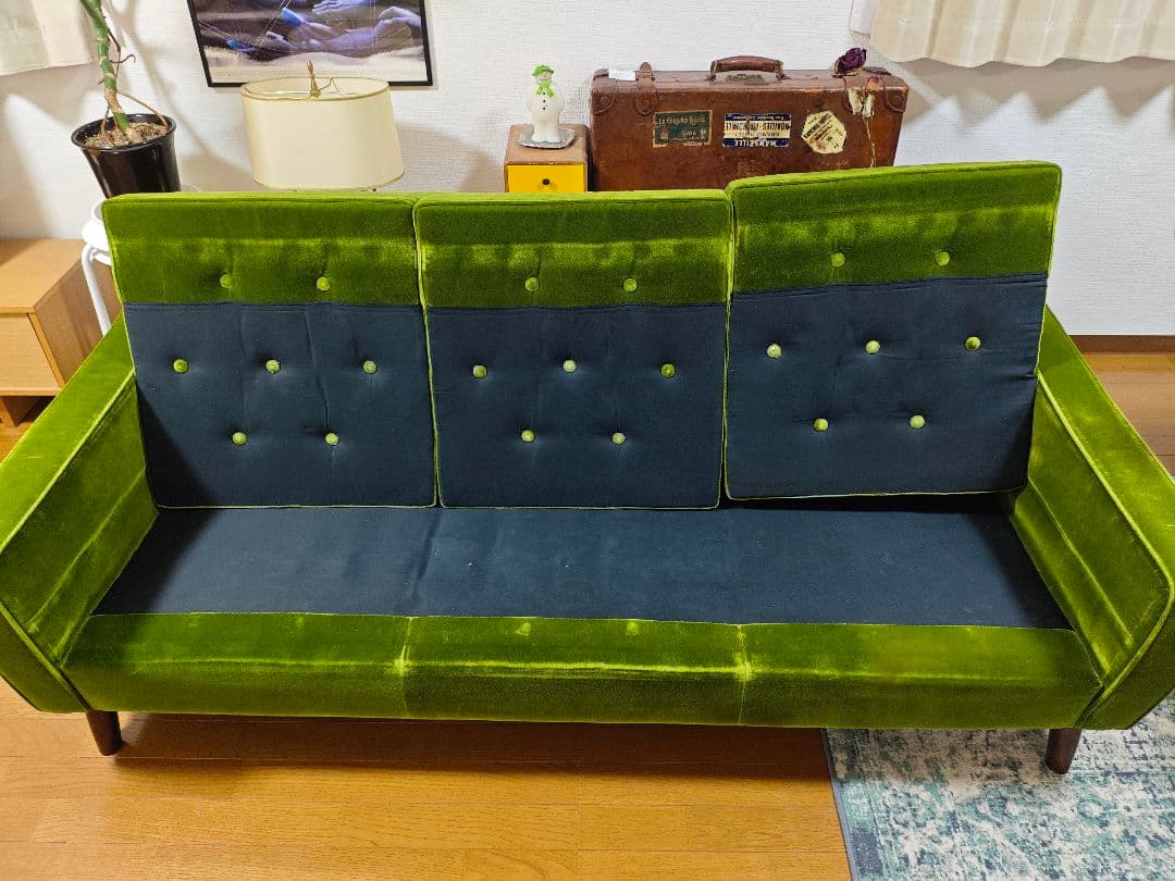 カリモク60 ロビーチェア 3シーター モケットグリーン