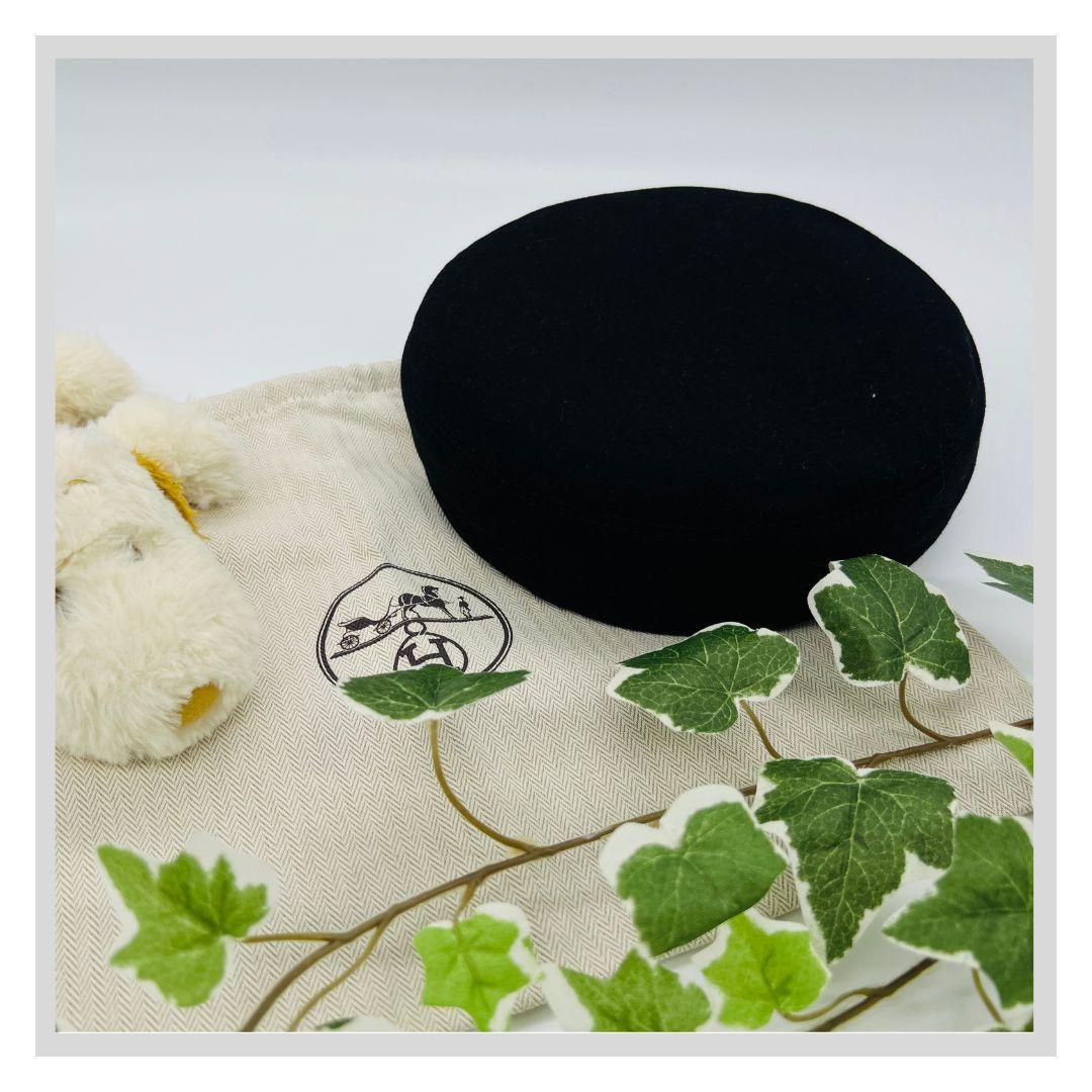 HERMES エルメス サントノーレ ベレー帽 ブラック カシミア