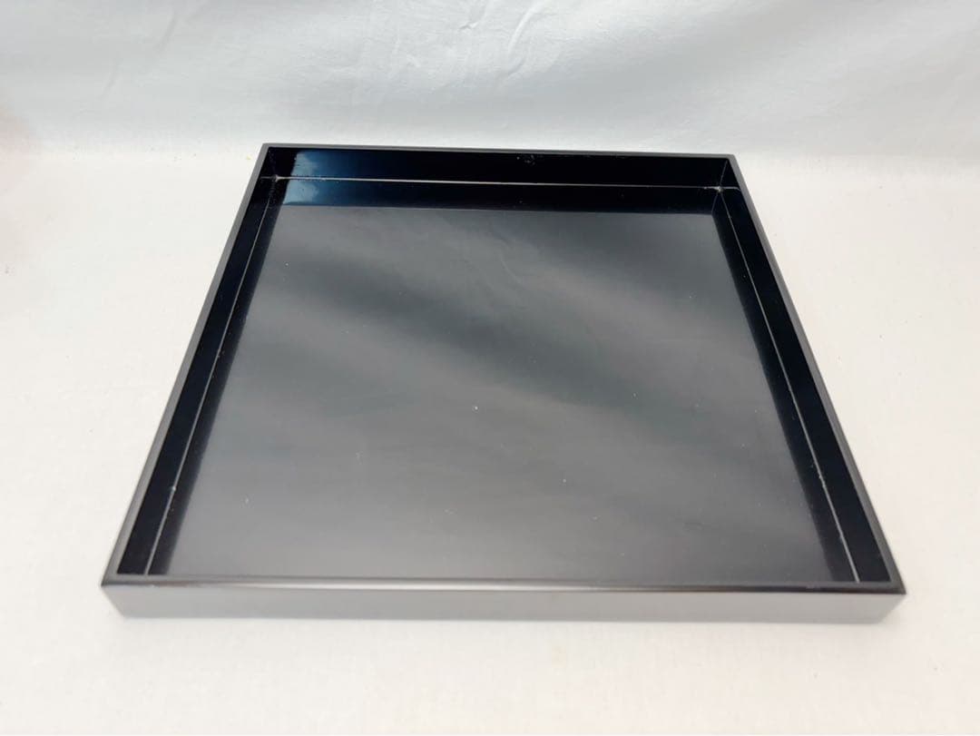 ほぼ未使用 懐石道具 木製黒真塗 四方膳 会席膳 平膳 5客揃 角膳 銘々盆