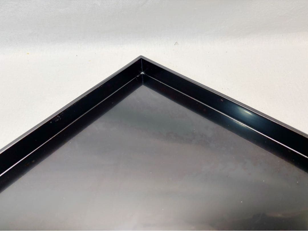 ほぼ未使用 懐石道具 木製黒真塗 四方膳 会席膳 平膳 5客揃 角膳 銘々盆