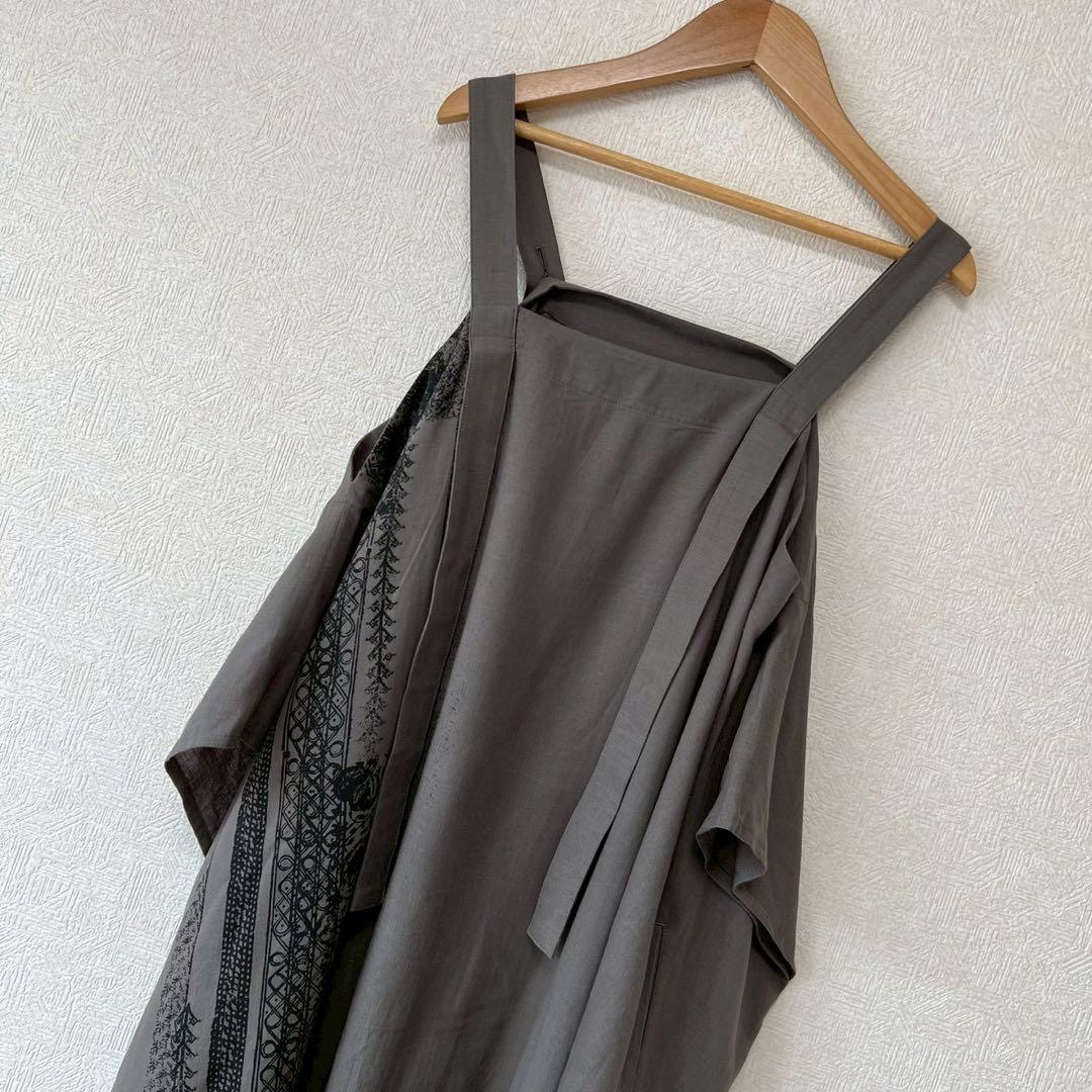 Y'S ヨウジヤマモト 2024 肩紐スクエアドレス エスニック柄 キャミワンピ