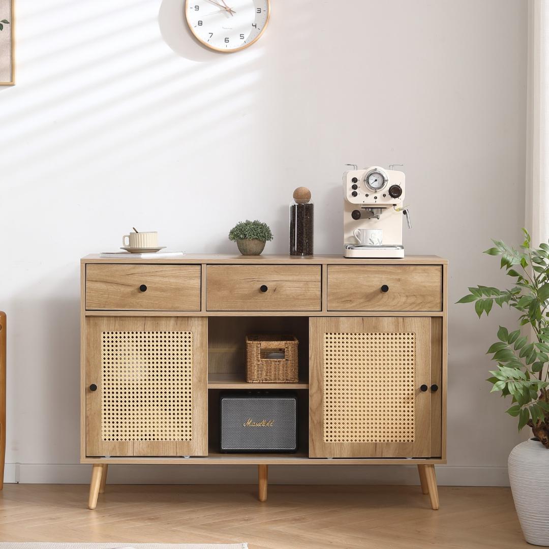 春分セール！大容量キャビネット サイドボード リビング収納オシャレNATURAL