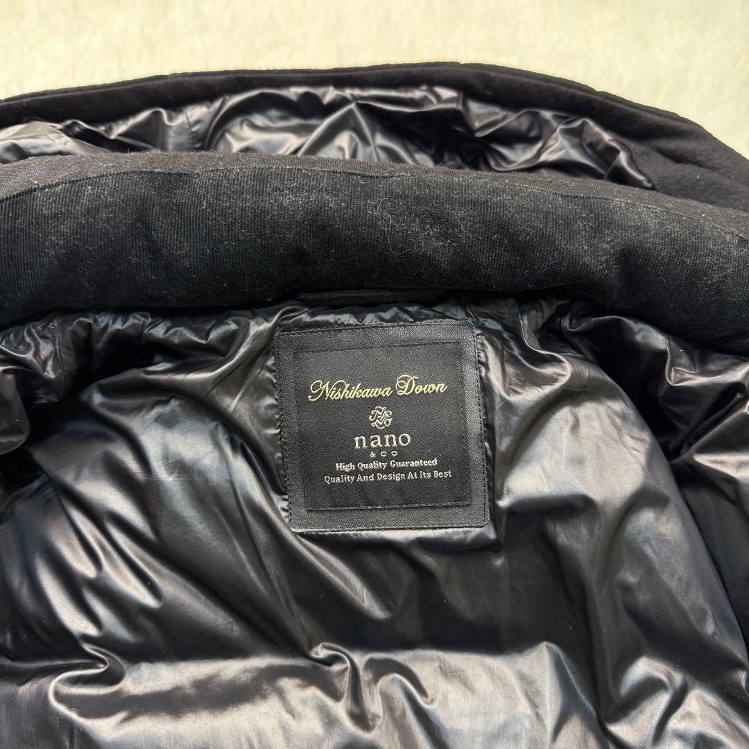 美品　ナノユニバース　西川ダウンジャケット フード付き　脱着可　ブラックLサイズ