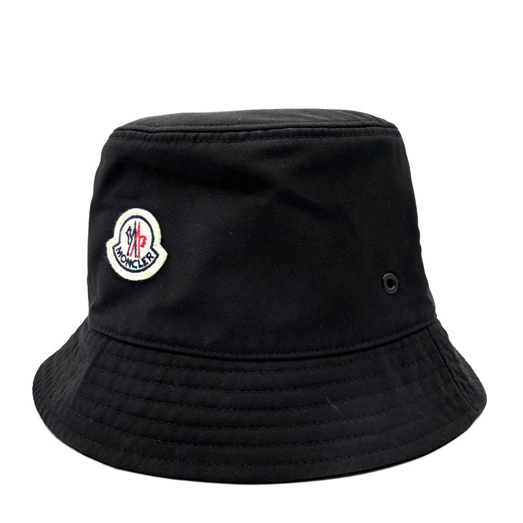 極美品 RFIDモデル モンクレール バケットハット ロゴワッペン Lサイズ 黒