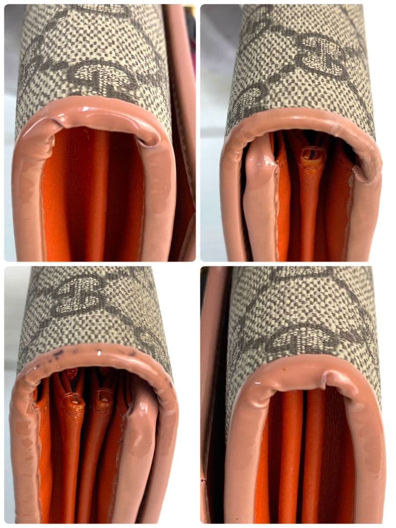 【美品】GUCCI GGスプリーム 長財布 リボン ゴールド金具 エナメル