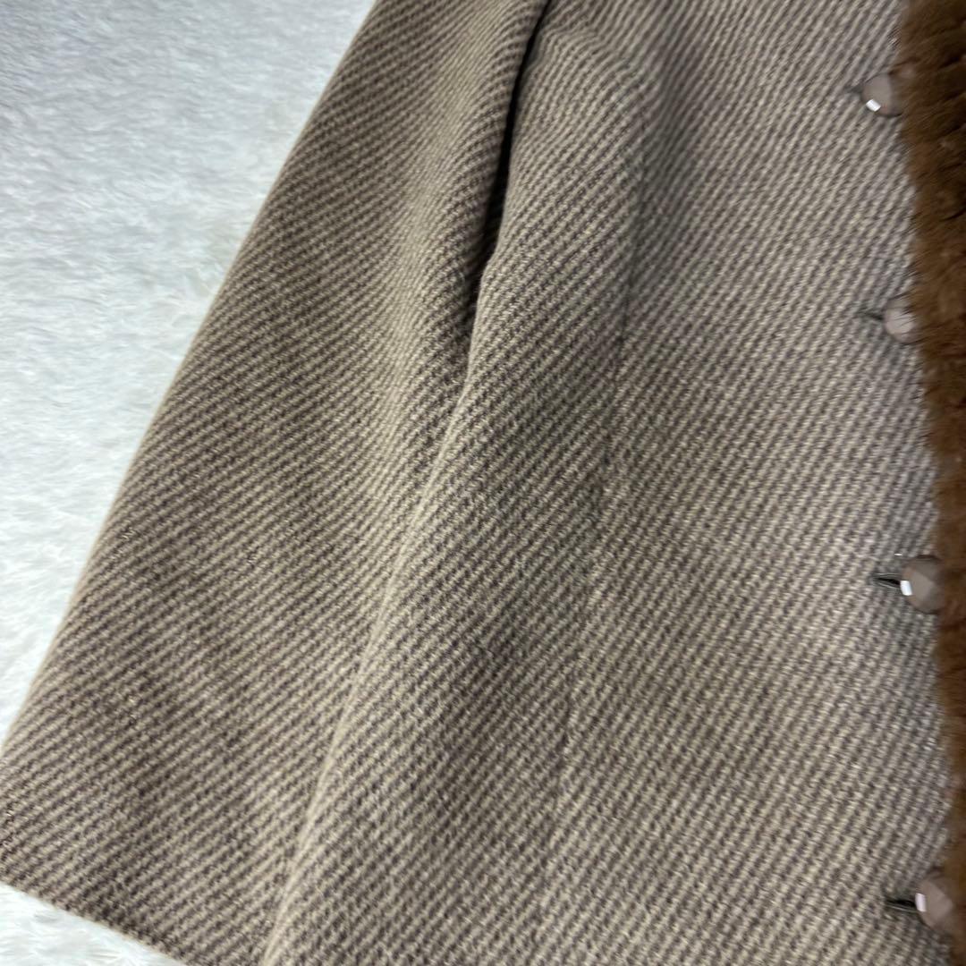 美品 レリアン カシミア ベージュ ファー付き ロングコートM程度