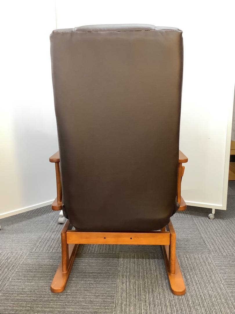 高座椅子 高齢者用 リクライニング 肘掛け付き 疲れにくい木製 レザー調