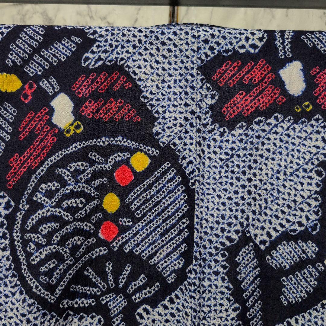 【有松絞り】赤とんぼ、うちわ柄、帯めだか♡ 居敷き当て、肩当て有り