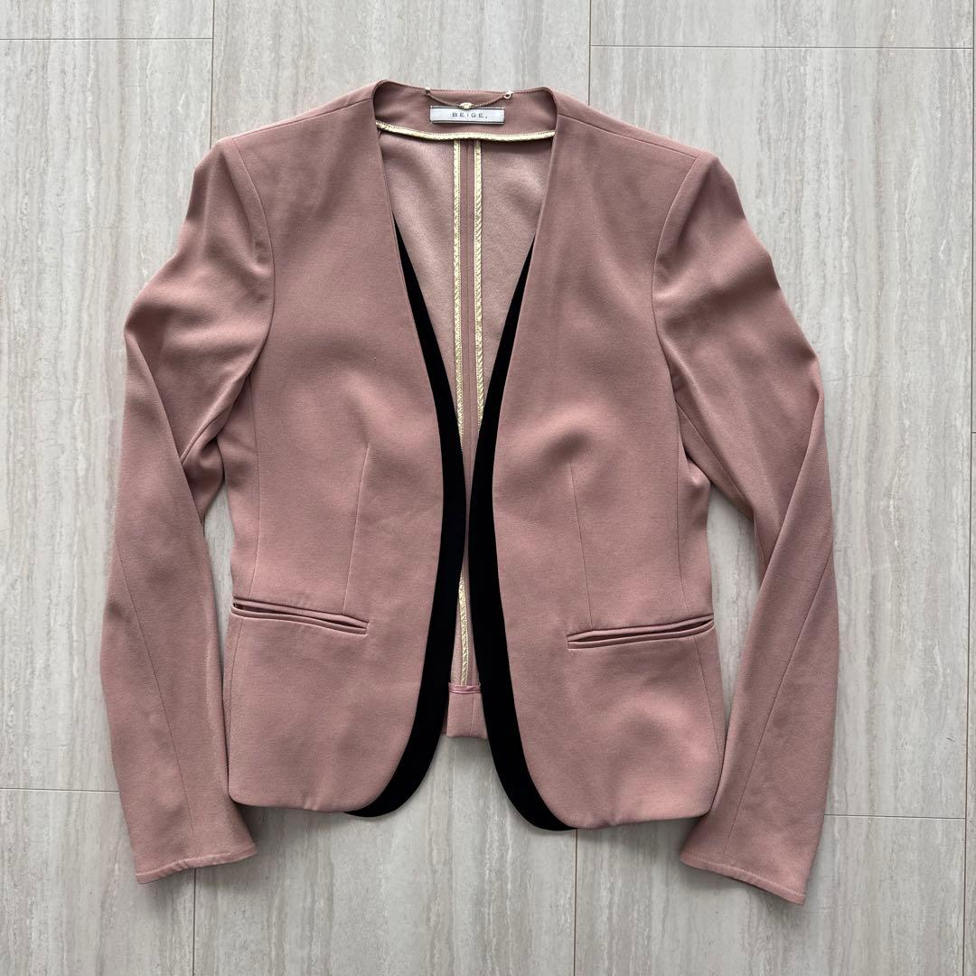 Beige, CINDY ダブルカラージャケット　スーツセットアップ