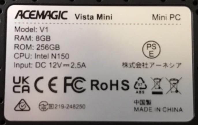 【中古】ACEMAGIC ミニPC Intel N150