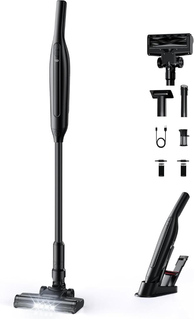 掃除機 コードレス 38000pa ハンディクリーナー スティッククリーナー 黒