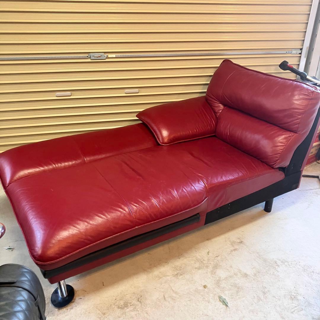 北欧レトロ レザーカウチソファー ソファーベッド アームチェア レッドビンテージ
