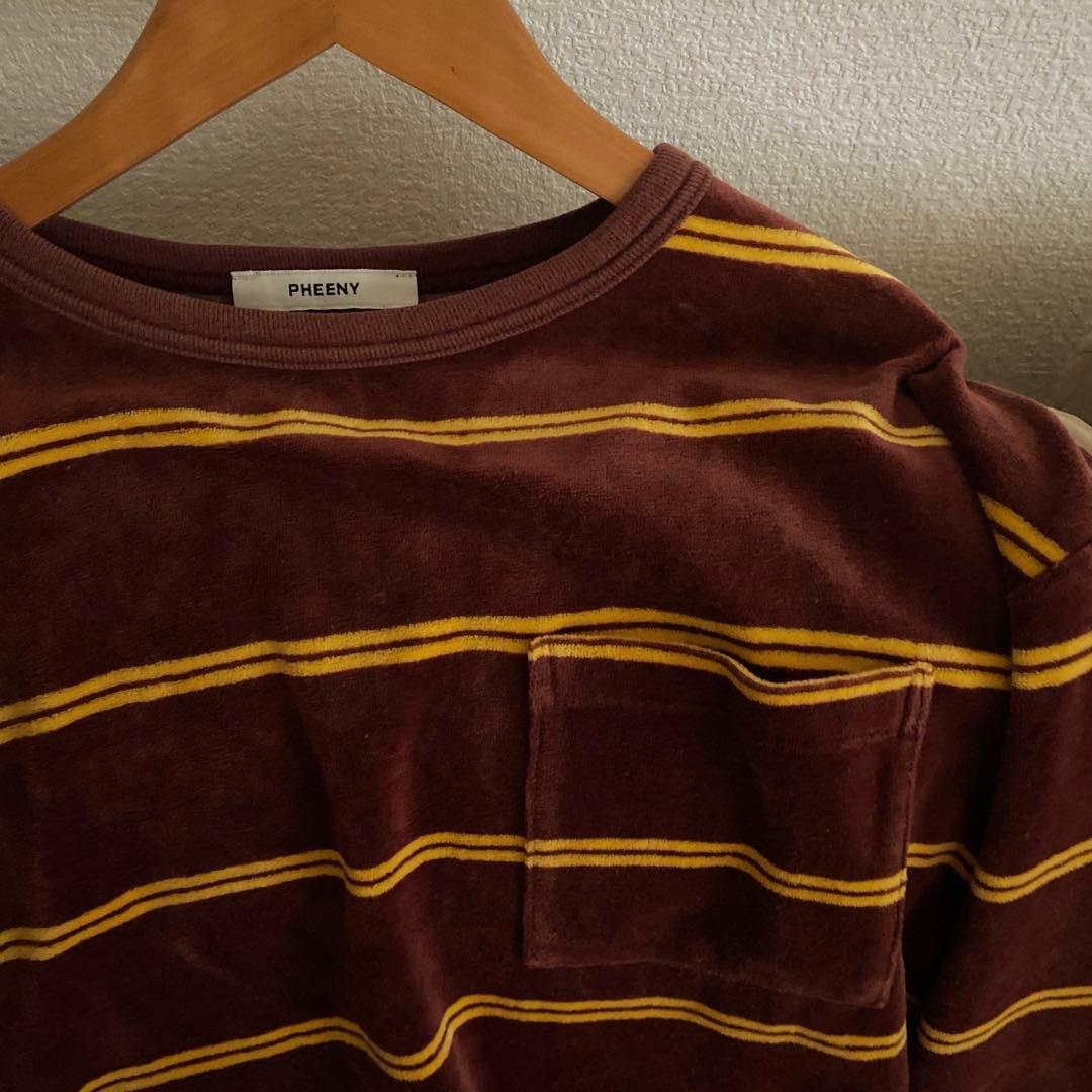 トップス PHEENY VELOURS BORDER L/S