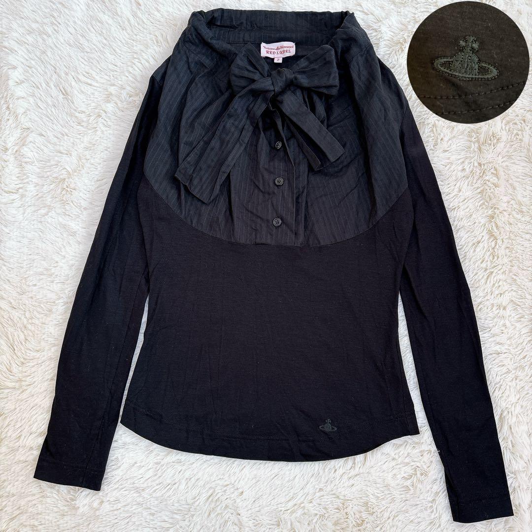 ヴィヴィアンウエストウッド ボウタイ リボン ブラウス 異素材 オーブ刺繍