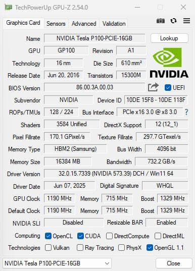 NVIDIA TESLA P100 16GB PCIe AI学習等に！②