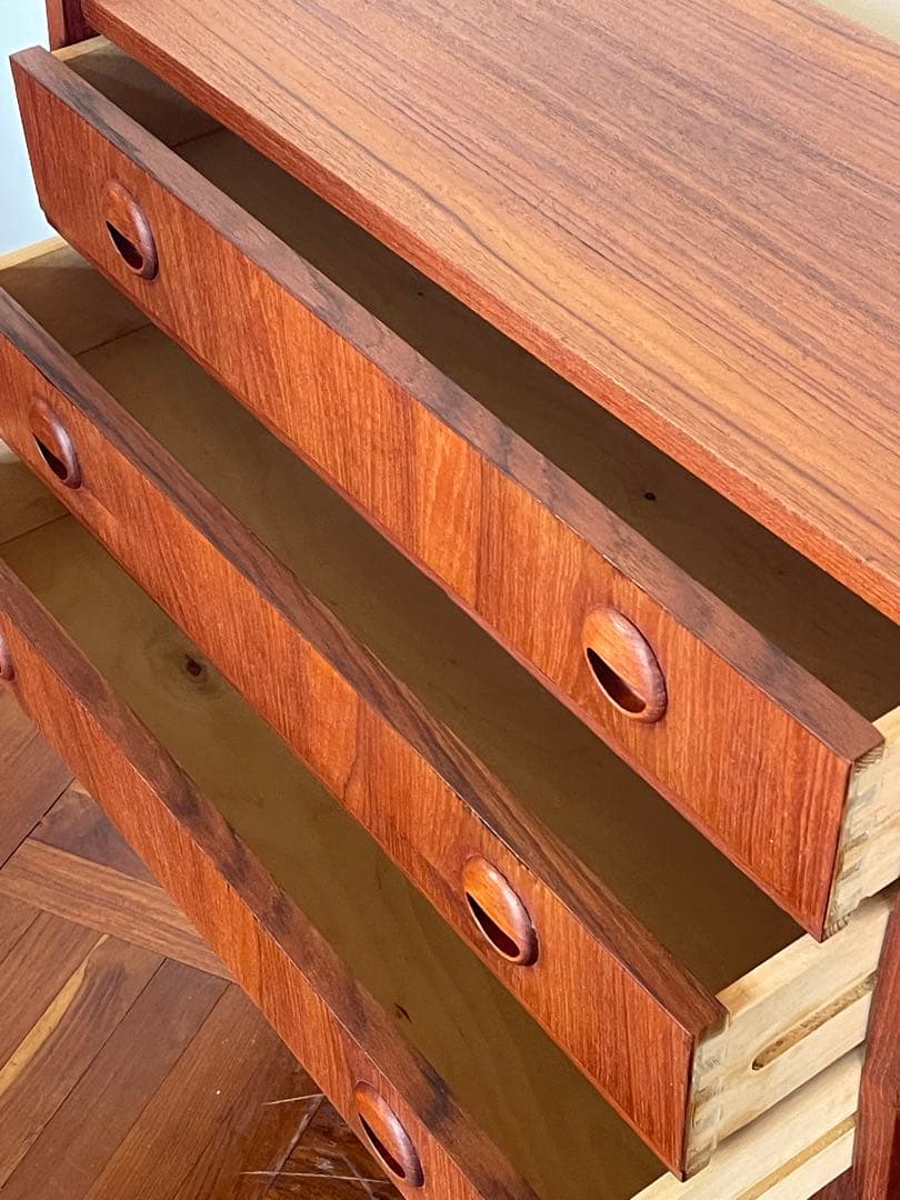 北欧 デンマーク ヴィンテージ チーク 3段 スモール チェスト