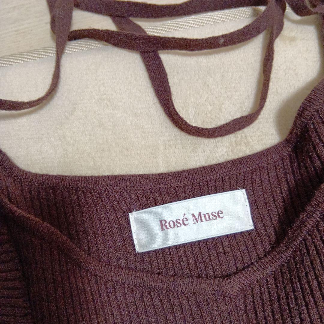 ロゼミューズ✩checkered knit docking onepiece