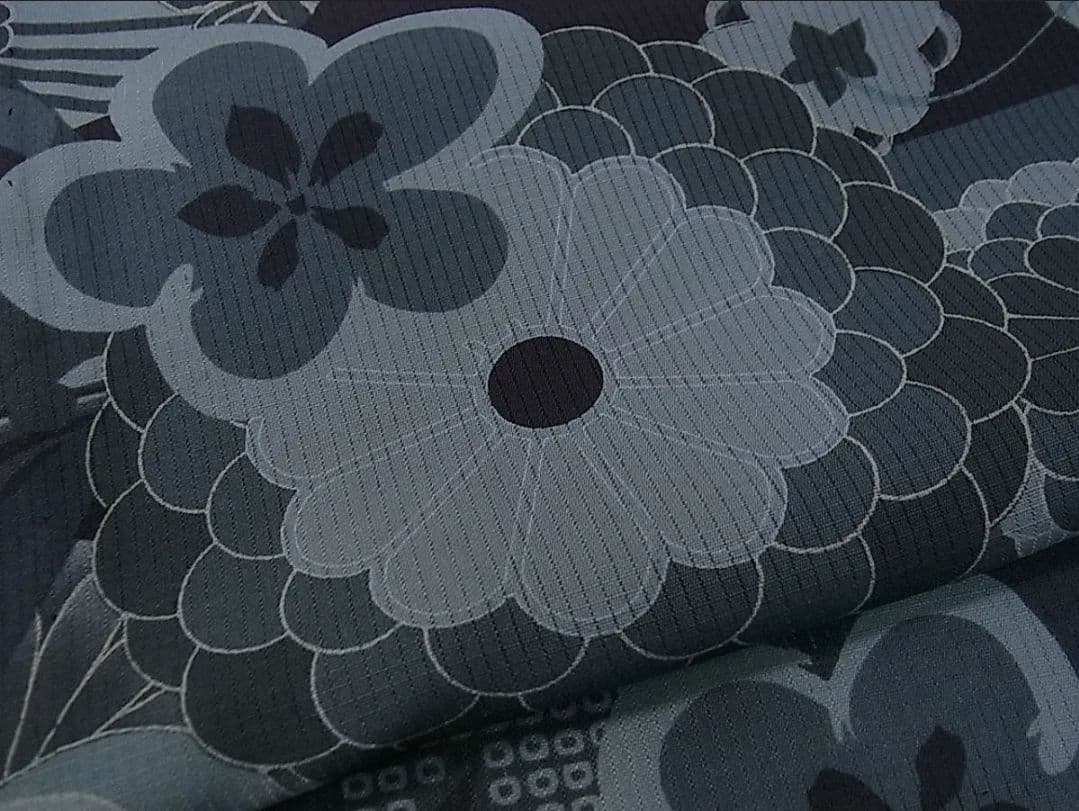 【お値下げ・美品・撫松庵】低身長　セオアルファ小紋・浴衣兼用　切嵌舞花文　洗える