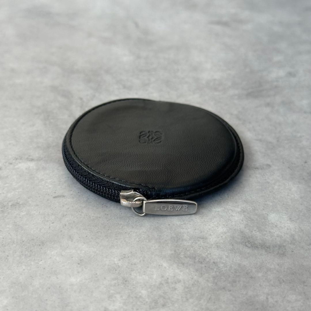 LOEWE アナグラム　ラウンド　ケース　本革レザー　黒