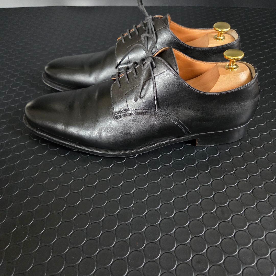 HERMES　ブラックレザー ドレスシューズ　プレーンツゥ 27㎝　箱